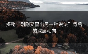 探秘“刚刚又冒出另一种说法”背后的深层动向